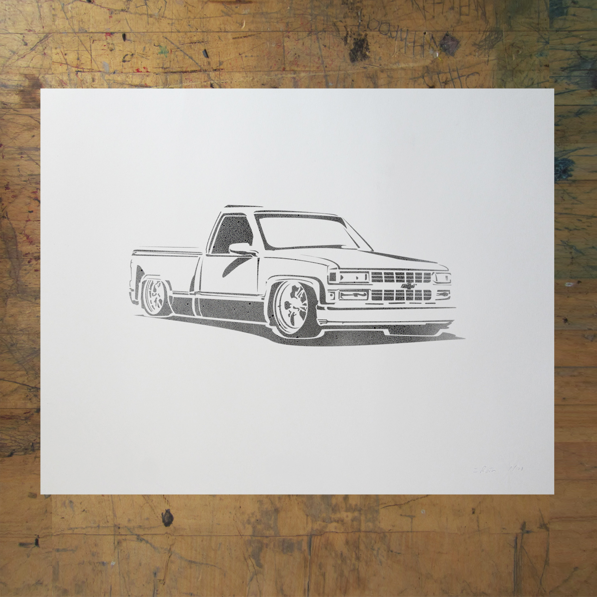 Lowrider Stencil (8.5"x11") Stencil 1