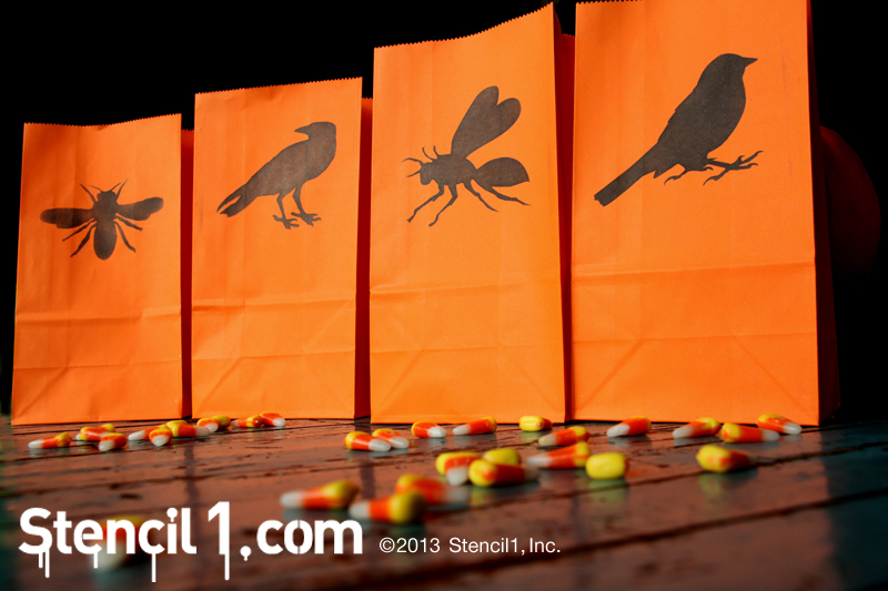 Orange_stenciled_birdsbees_candybags_Stencil1