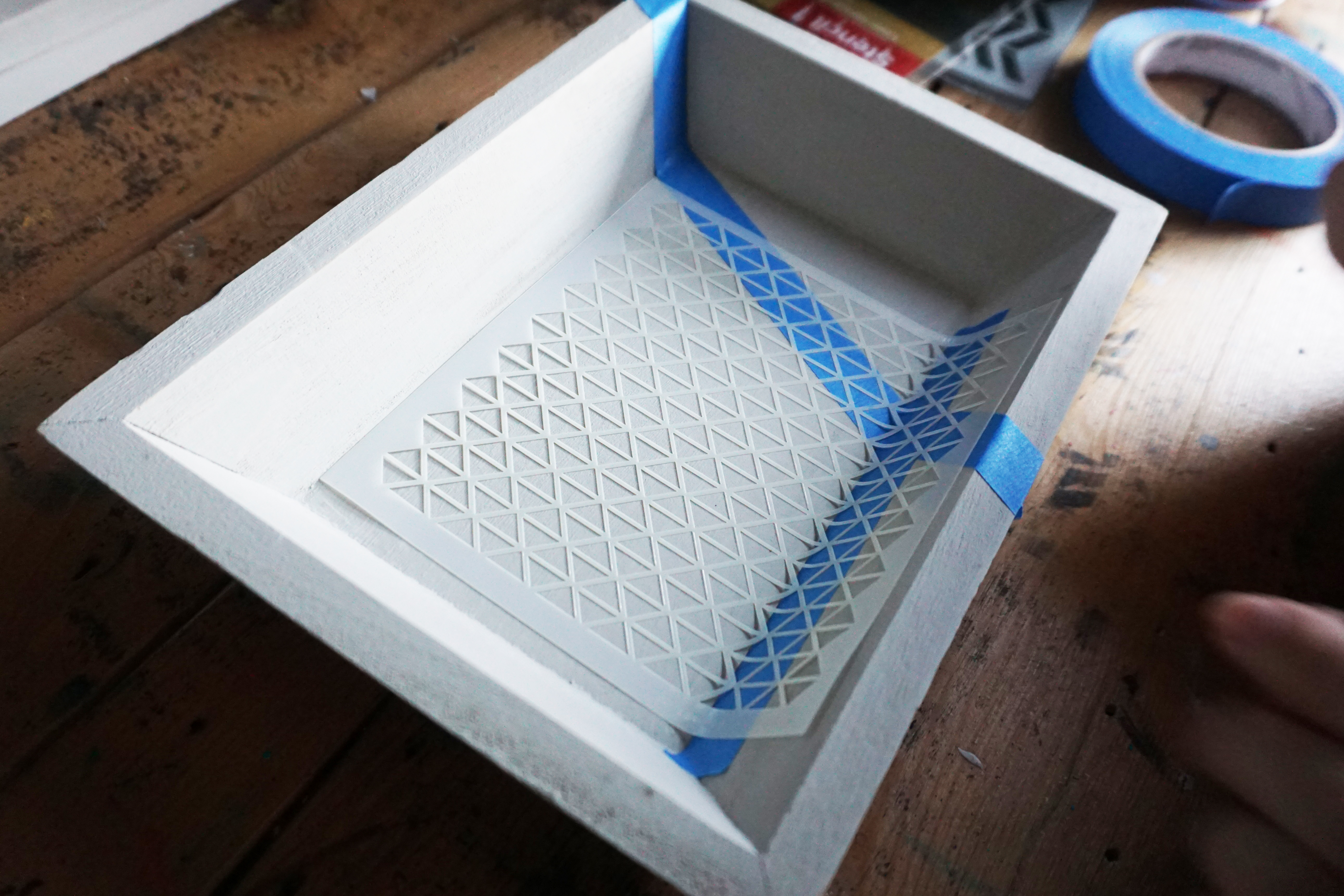 Rustic Wooden Trays Stencil 1