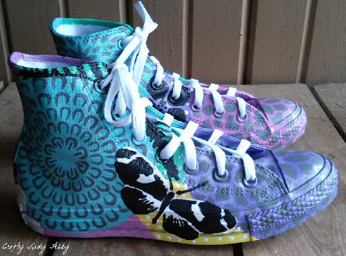 Stenciled and painted sneakers