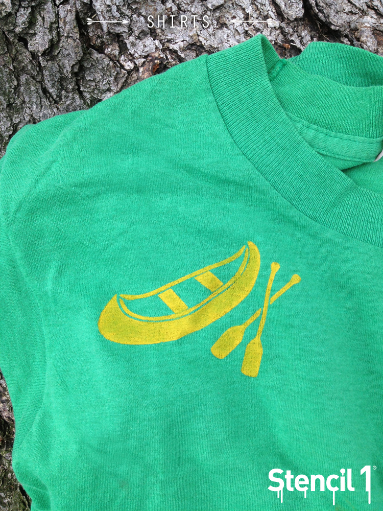 canoe stencil stenciled t-shirt