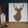 Antlered Deer Silhouette Stencil Stenciled Applied