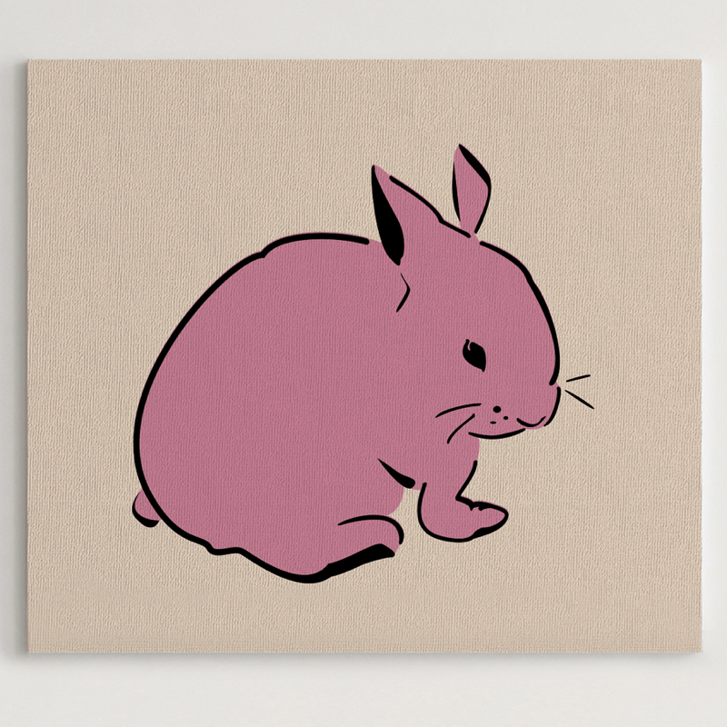 Bunny Stencil 2 Layers applied on canvas
