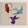Birds Stencil 3-pack, two-layers stenciled canvas
