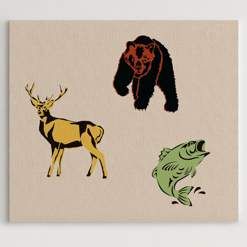 Outdoors Animals Stencil 3-Pack, Two Layers | Stencil 1