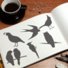 fancy birds stencil stenciled sketchbook
