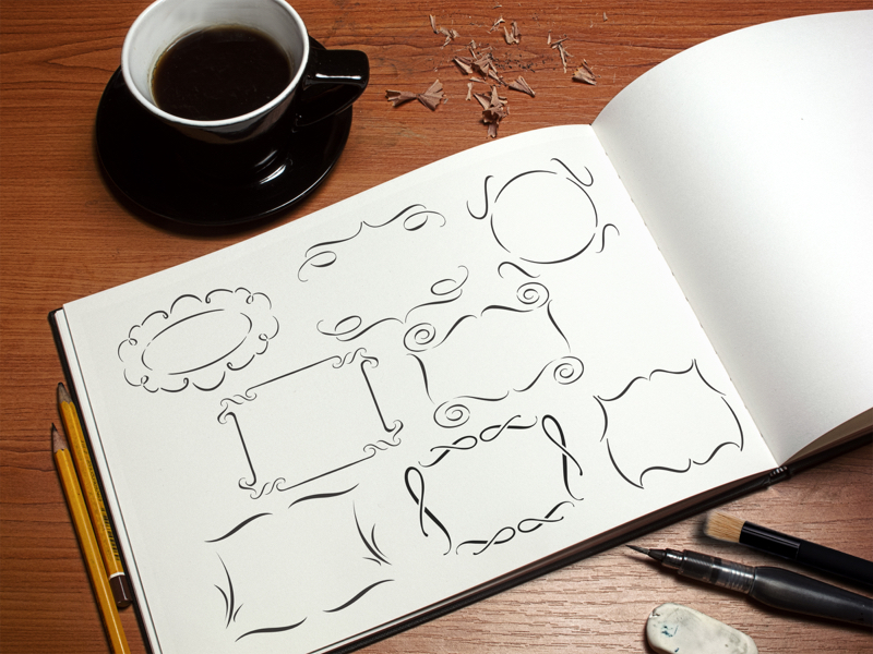 FLOURISH BORDERS Stencil applied