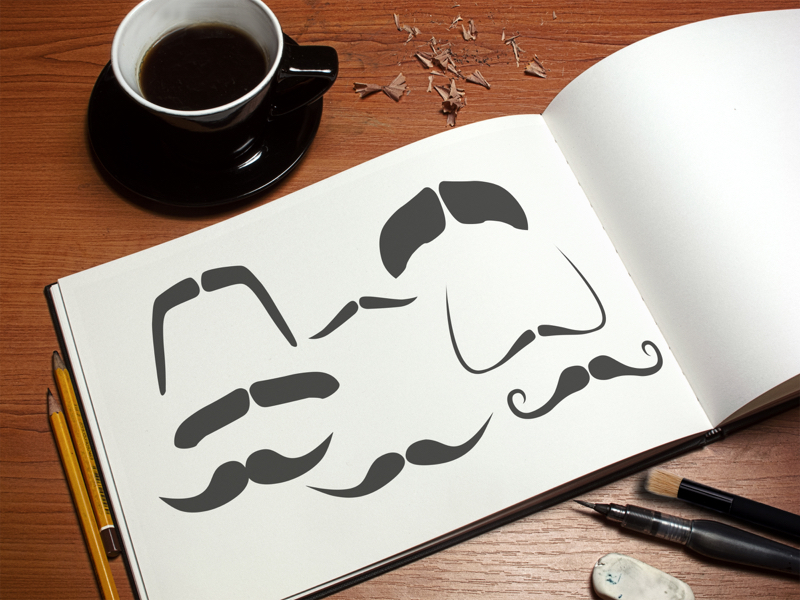 moustaches stencil applied