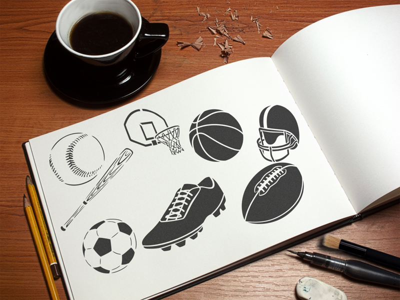 Sports Variety Stencil applied