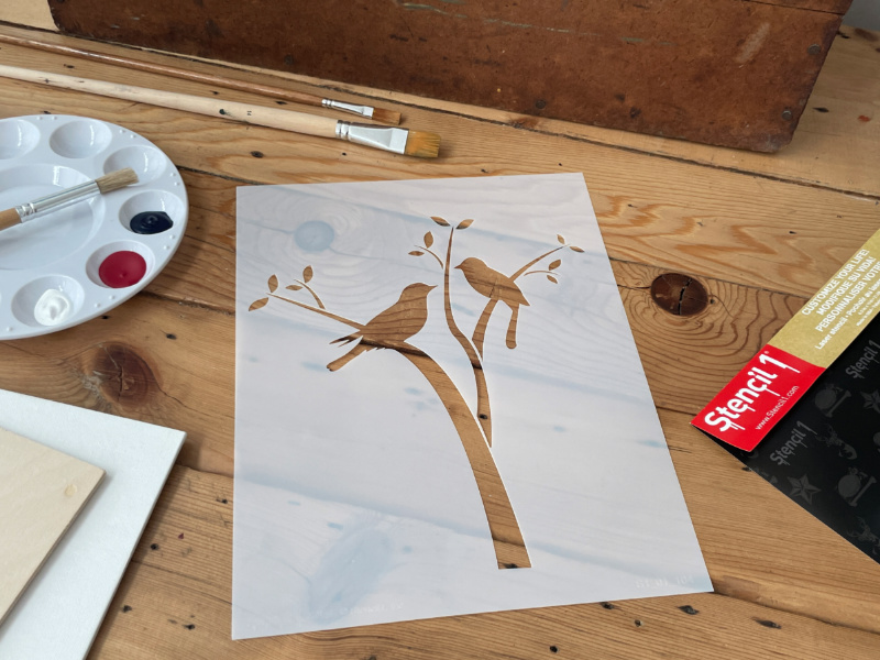 Birds on Two Branches Stencil (8.5"x11") - Image 4