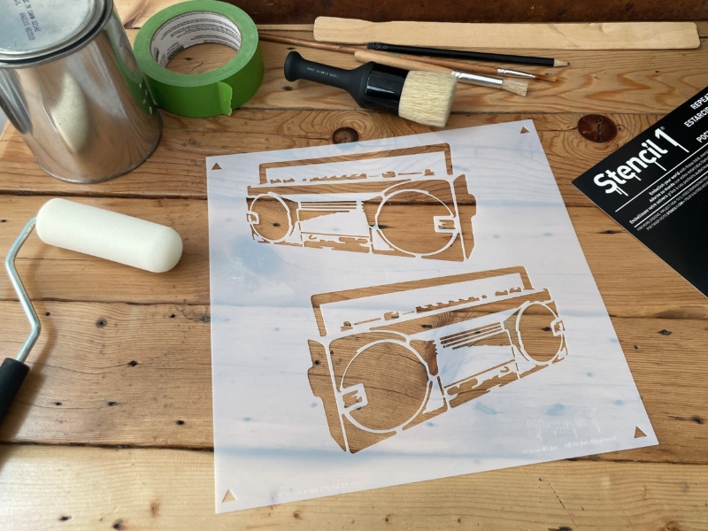BoomBox Repeat Pattern Wall Stencil (11"x11") - Image 4