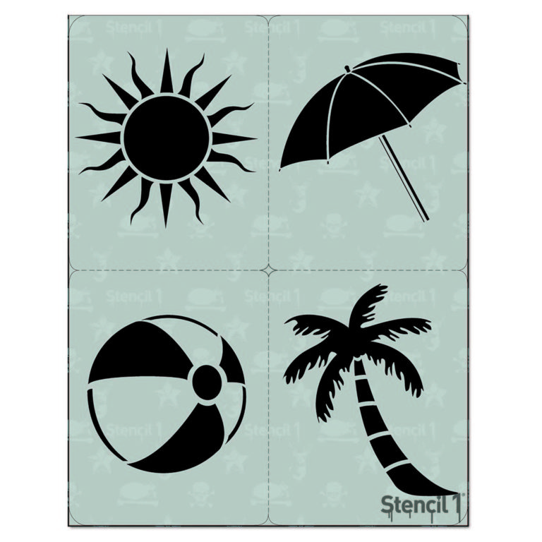 Beach Stencil 4Pack Stencil 1