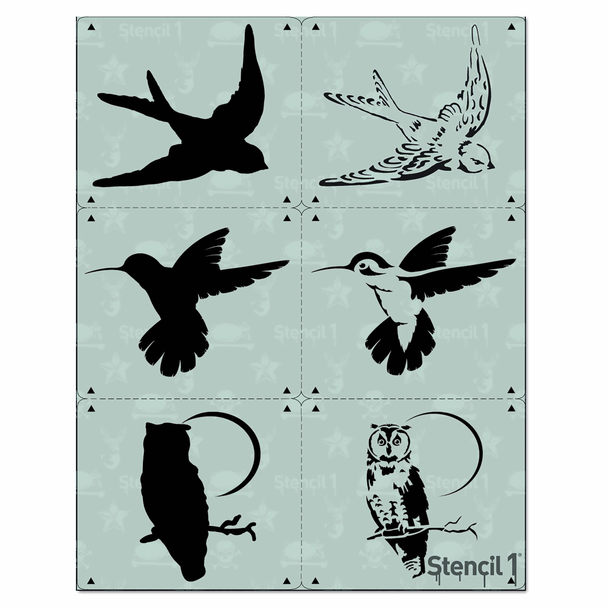 Birds Stencil 3pack, twolayers Stencil 1
