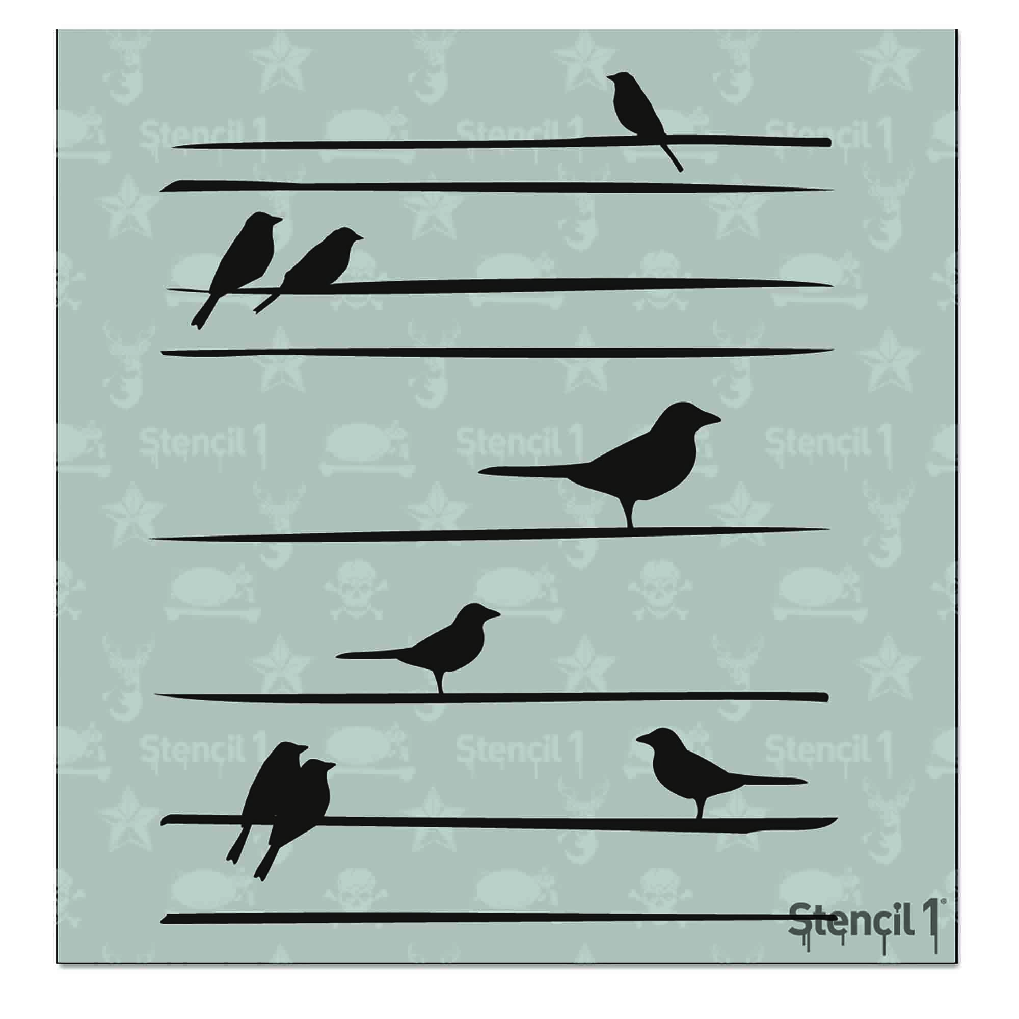 Birds on Straight Lines Stencil -Small (5.75"x6")