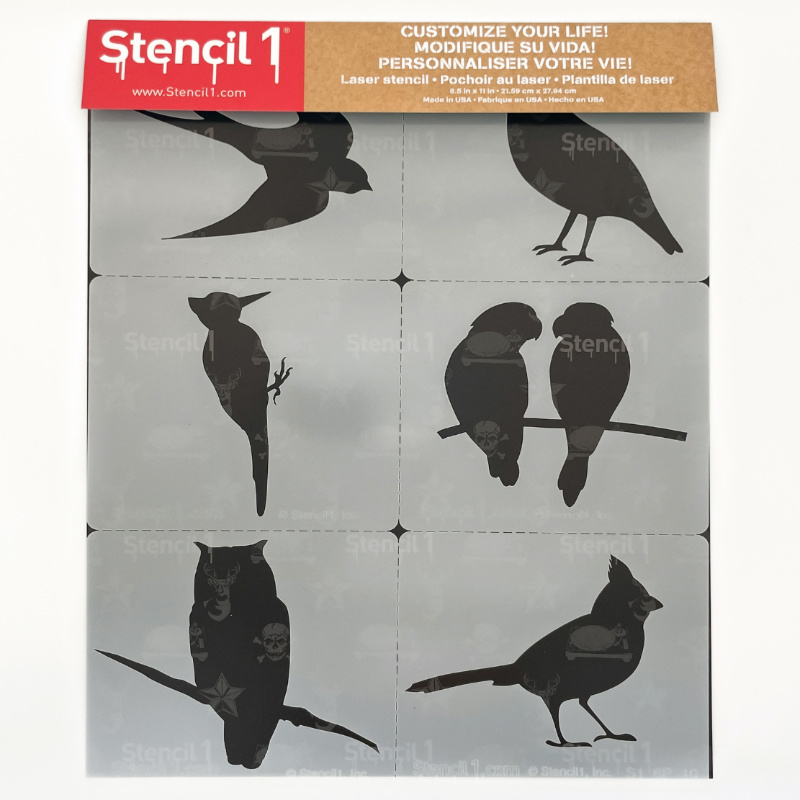 Fancy Bird Silhouettes Stencil 6pack Stencil 1