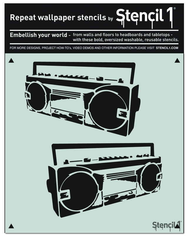 BoomBox Repeat Pattern Wall Stencil (11"x11") - Image 3