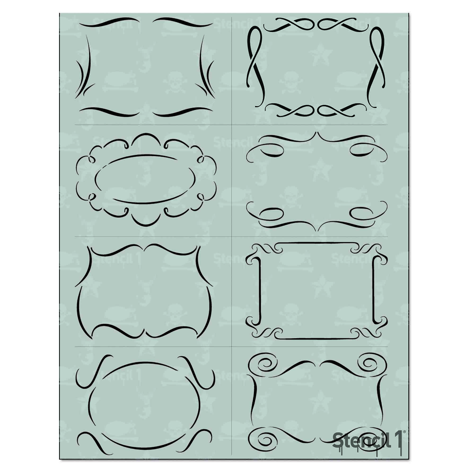 FLOURISH BORDERS Stencil 8-pack