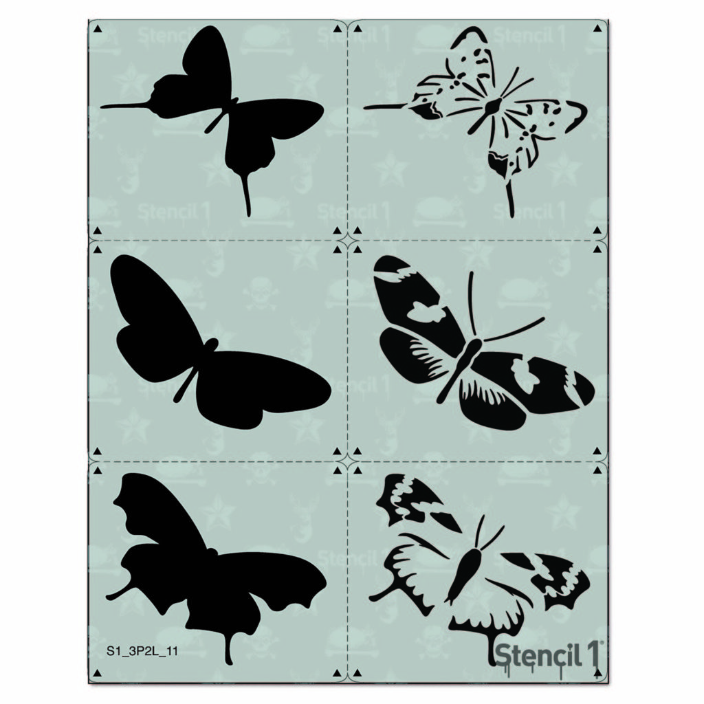Butterflies Stencil 3pack, twolayers Stencil 1