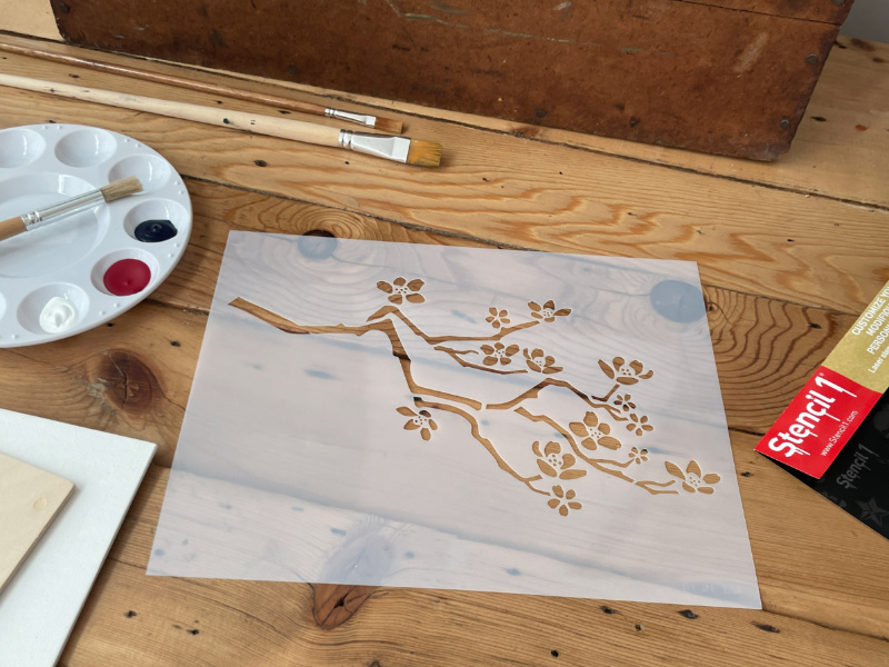 Cherry Blossom Branch Stencil (8.5″x11″) Stencil 1