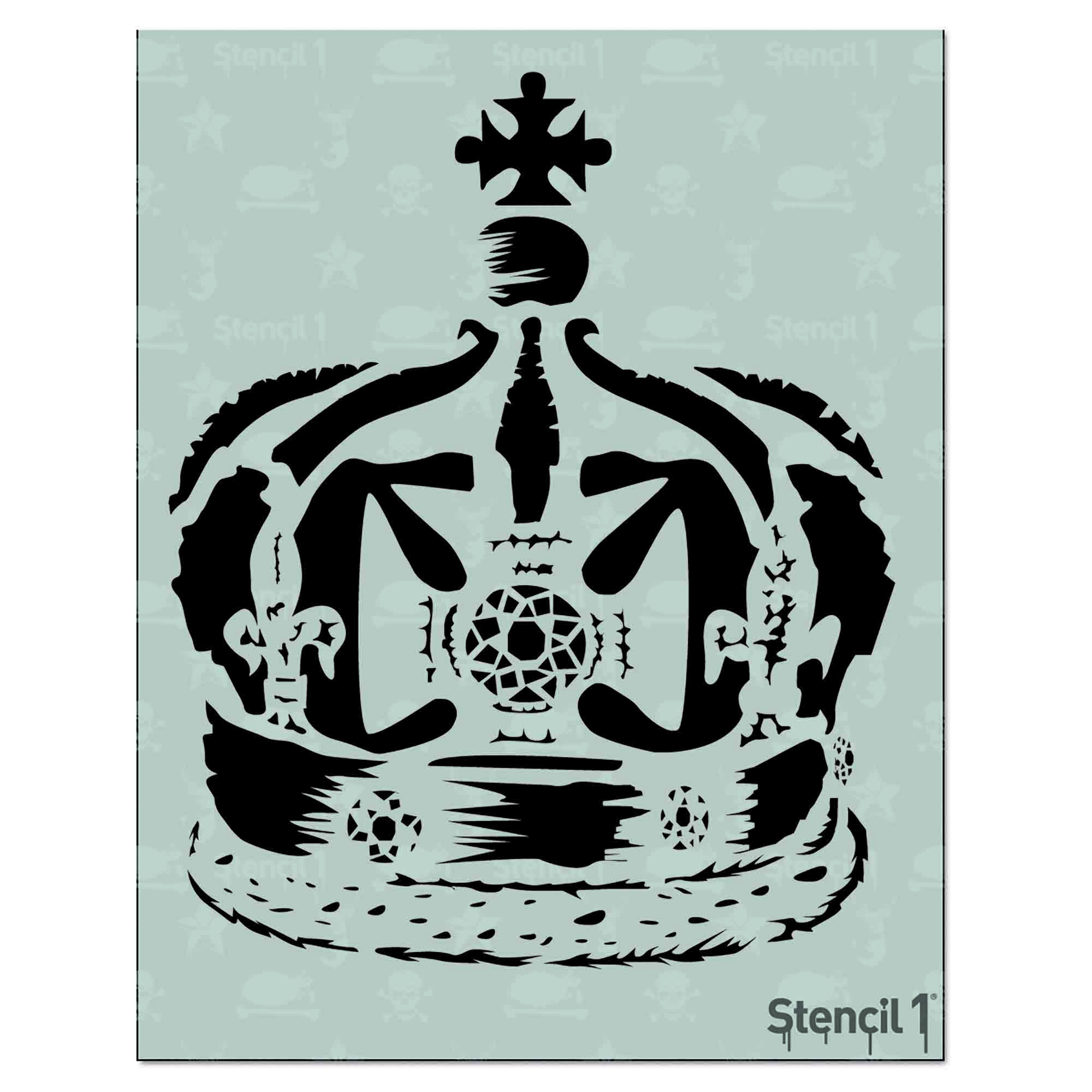 Queen's Crown - Distressed Stencil (8.5"x11")