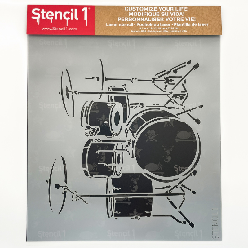 Drum Set Stencil (8.5″x11″) Stencil 1