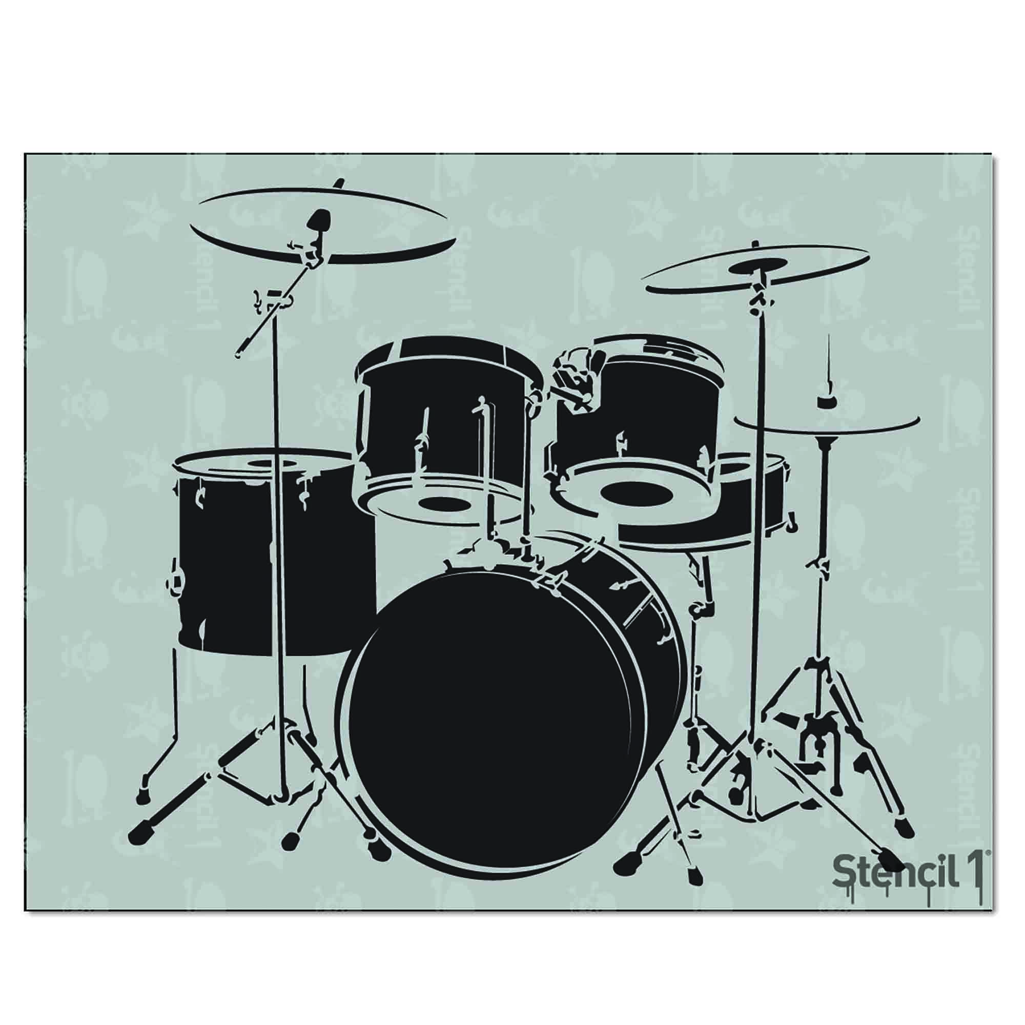 Drum Set Stencil (8.5″x11″) Stencil 1