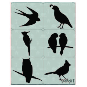 Fancy Bird Silhouettes Stencil 6-pack