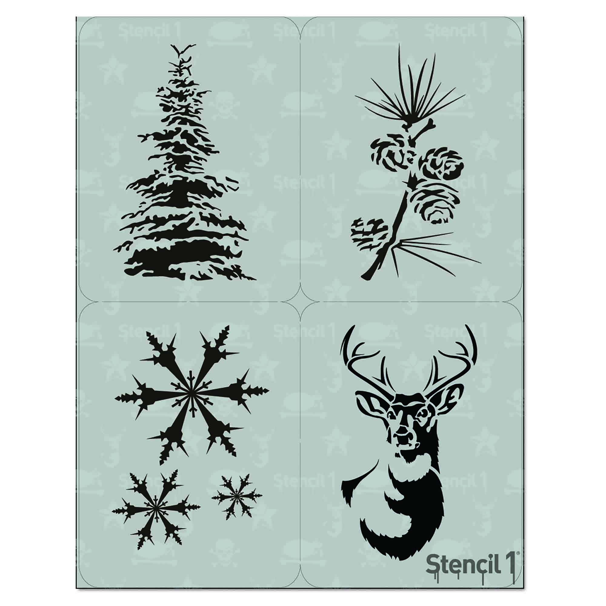 Winter Holiday Stencil 4-pack