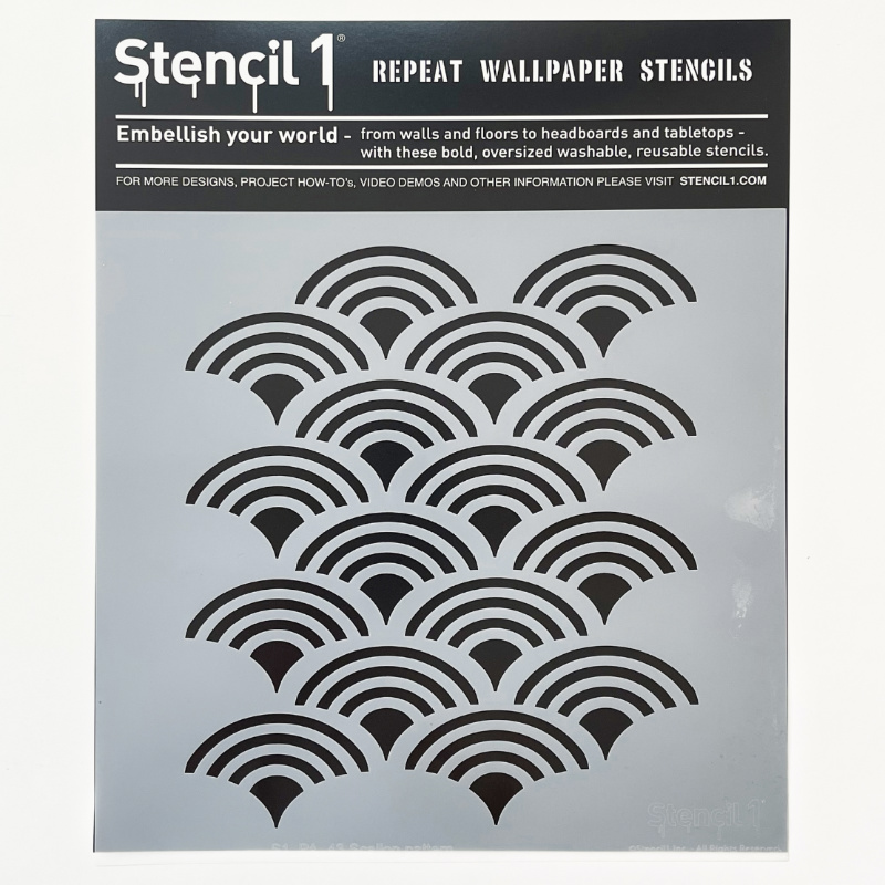 Scallop Repeat Pattern Wall Stencil (11"x11") - Image 6