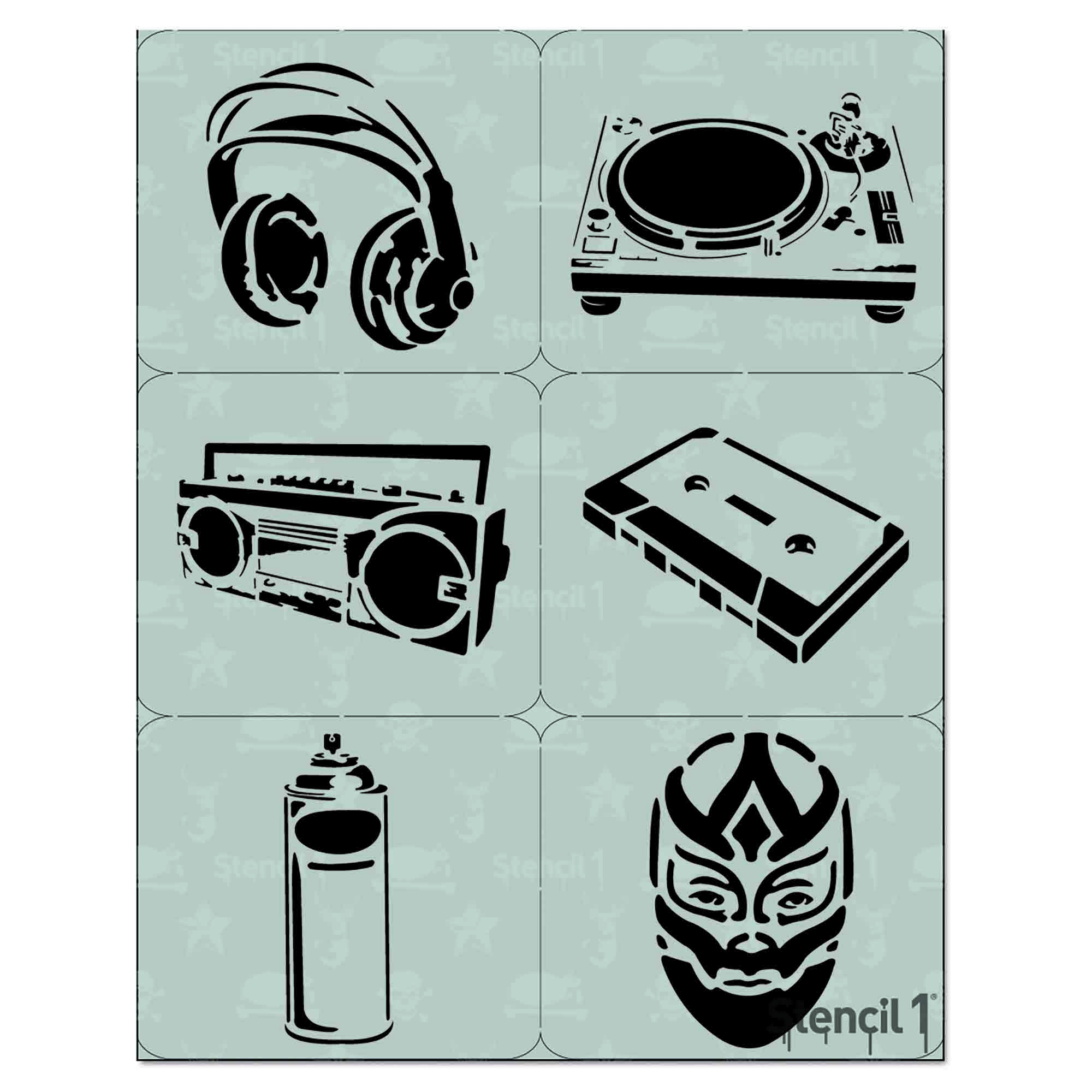 Graffiti Mini Stencil Set #1 6-pack