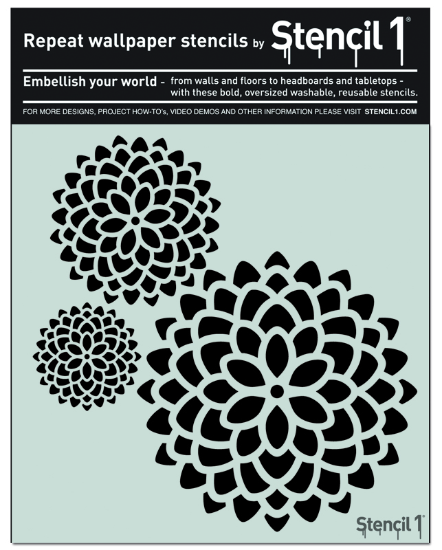 3 Mums Repeat Pattern Wall Stencil (11"x11") - Image 3