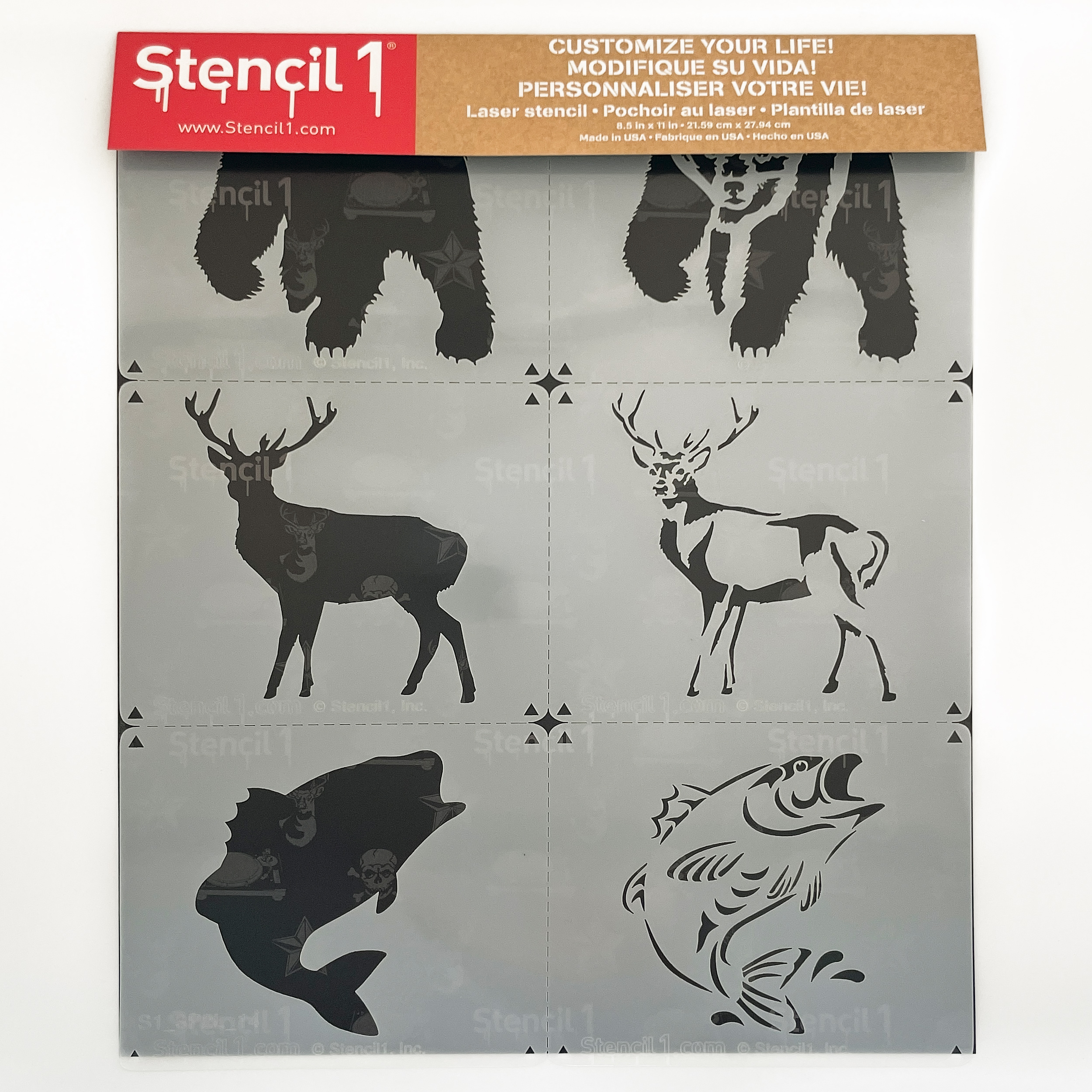 Outdoors Animals Stencil 3-Pack, Two Layers