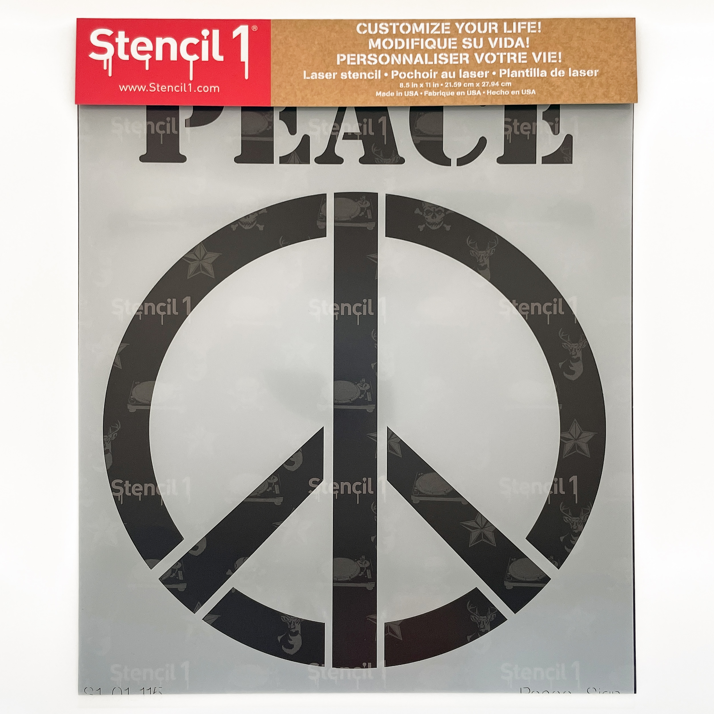 Peace Sign Stencil -Small (5.75"x6") - Image 3