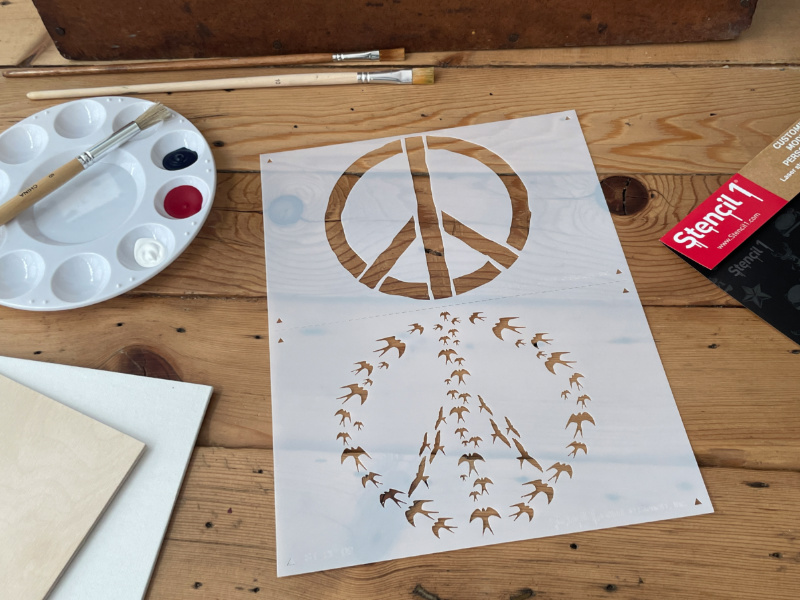 Peace Swallows Stencil - Two Layers - Image 4