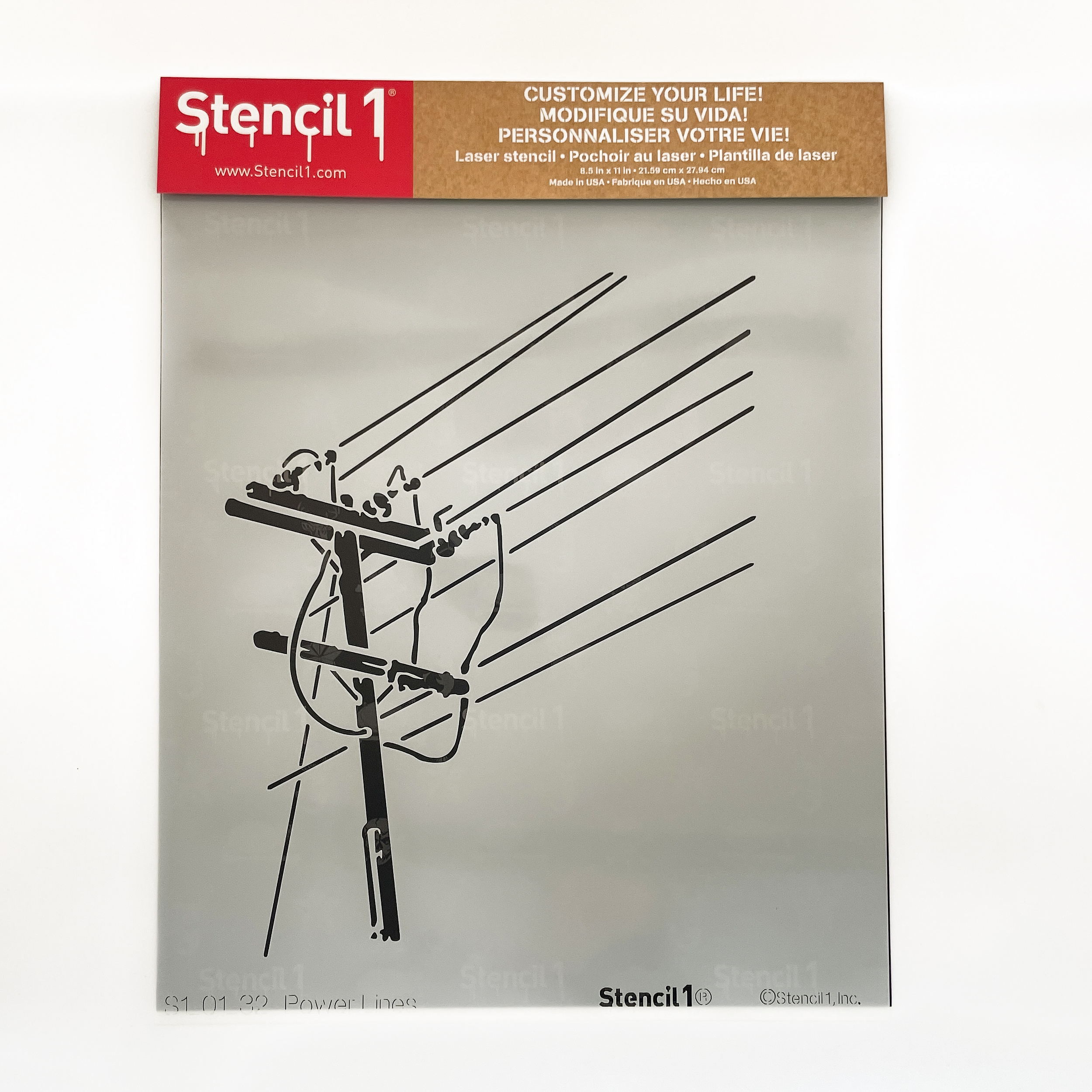 Powerlines Stencil (8.5"x11") - Image 3
