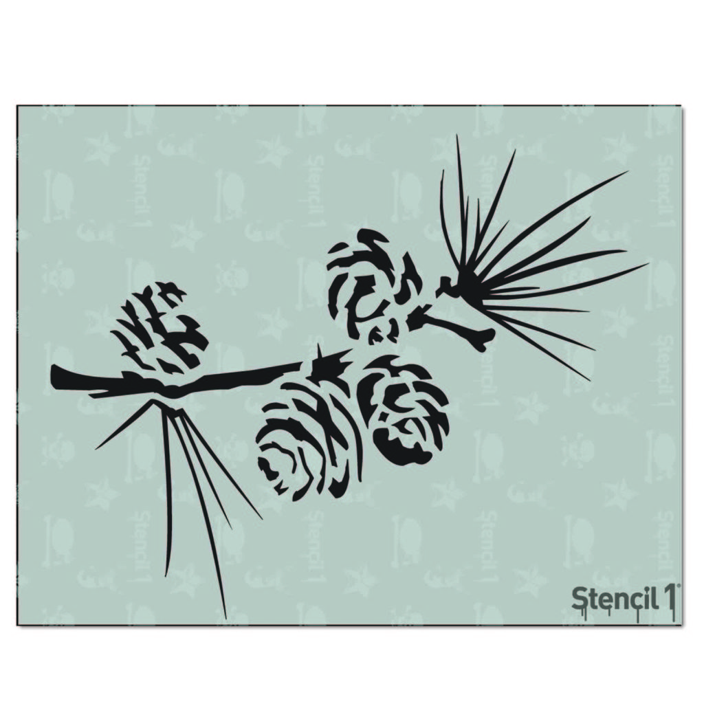 Pine Branch Stencil (8.5″x11″) | Stencil 1
