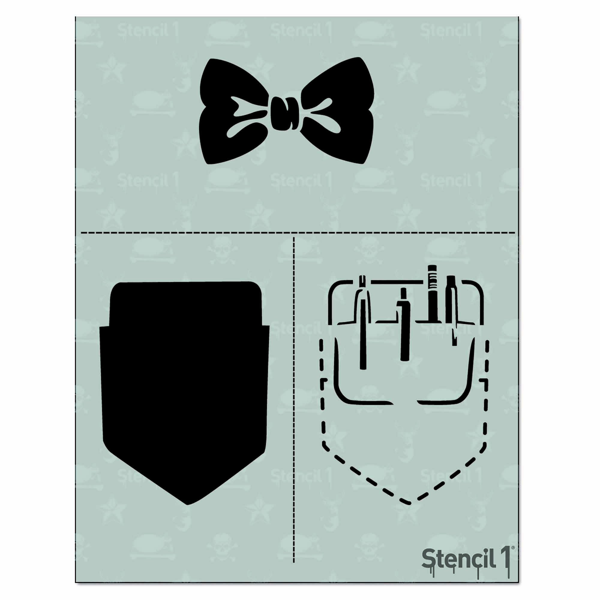Bow tie & Pocket Protector Stencil Stencil 1