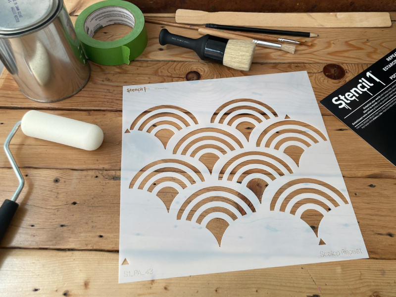 Scallop Repeat Pattern Wall Stencil (11"x11") - Image 5