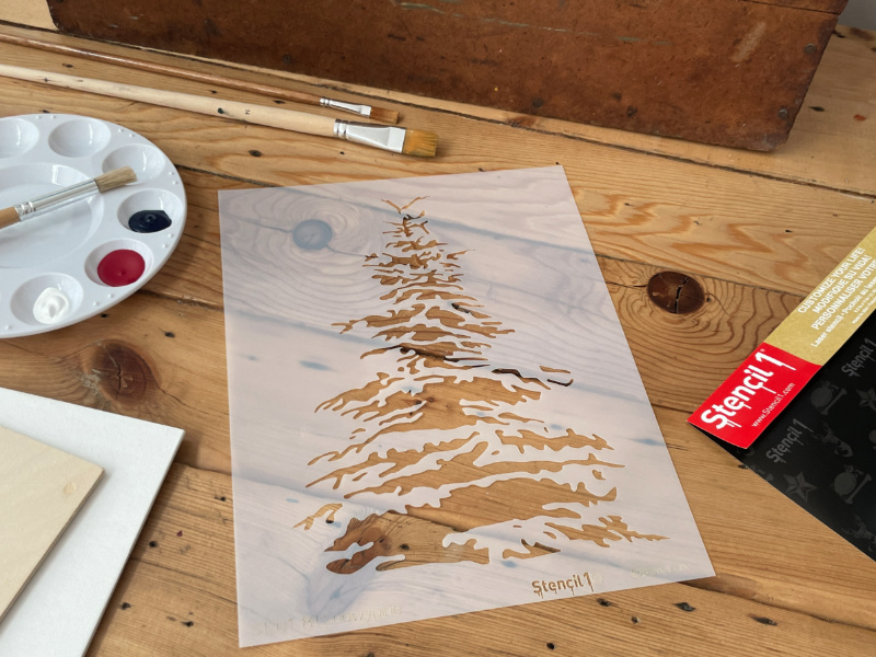Snowy Pine Stencil (8.5"x11") - Image 4