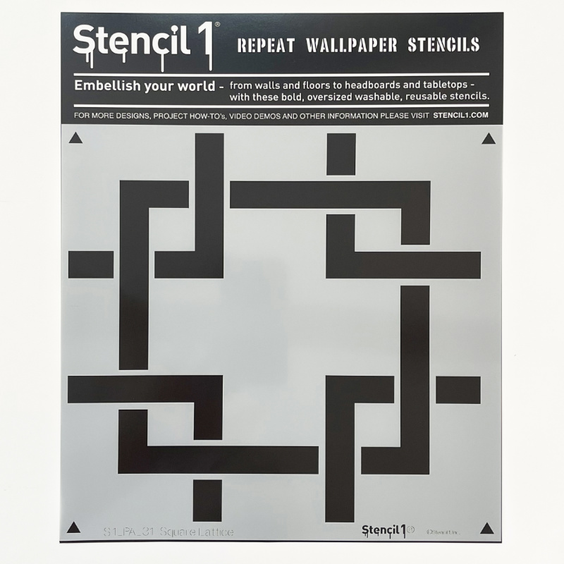Square Lattice Repeat Pattern Wall Stencil (11"x11") - Image 8