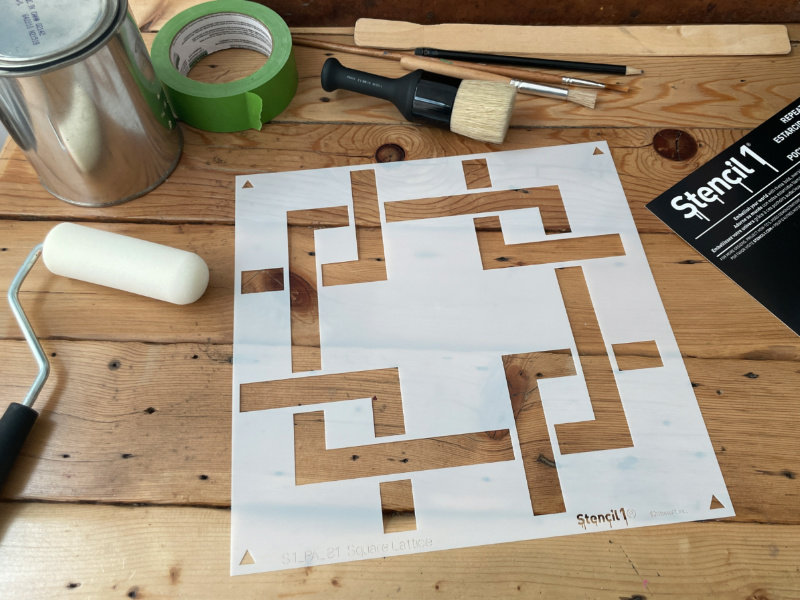 Square Lattice Repeat Pattern Wall Stencil (11"x11") - Image 7