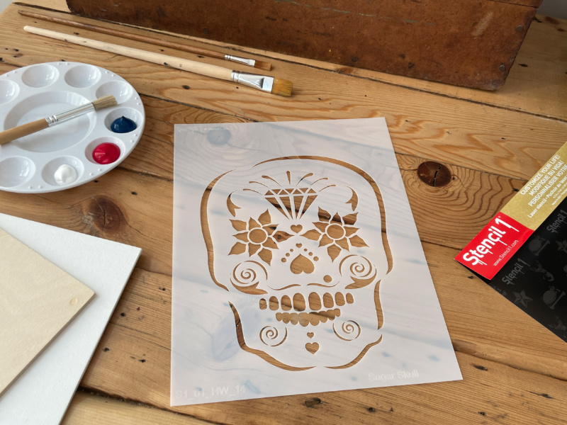 Sugar Skull Stencil (8.5"x11") - Image 5