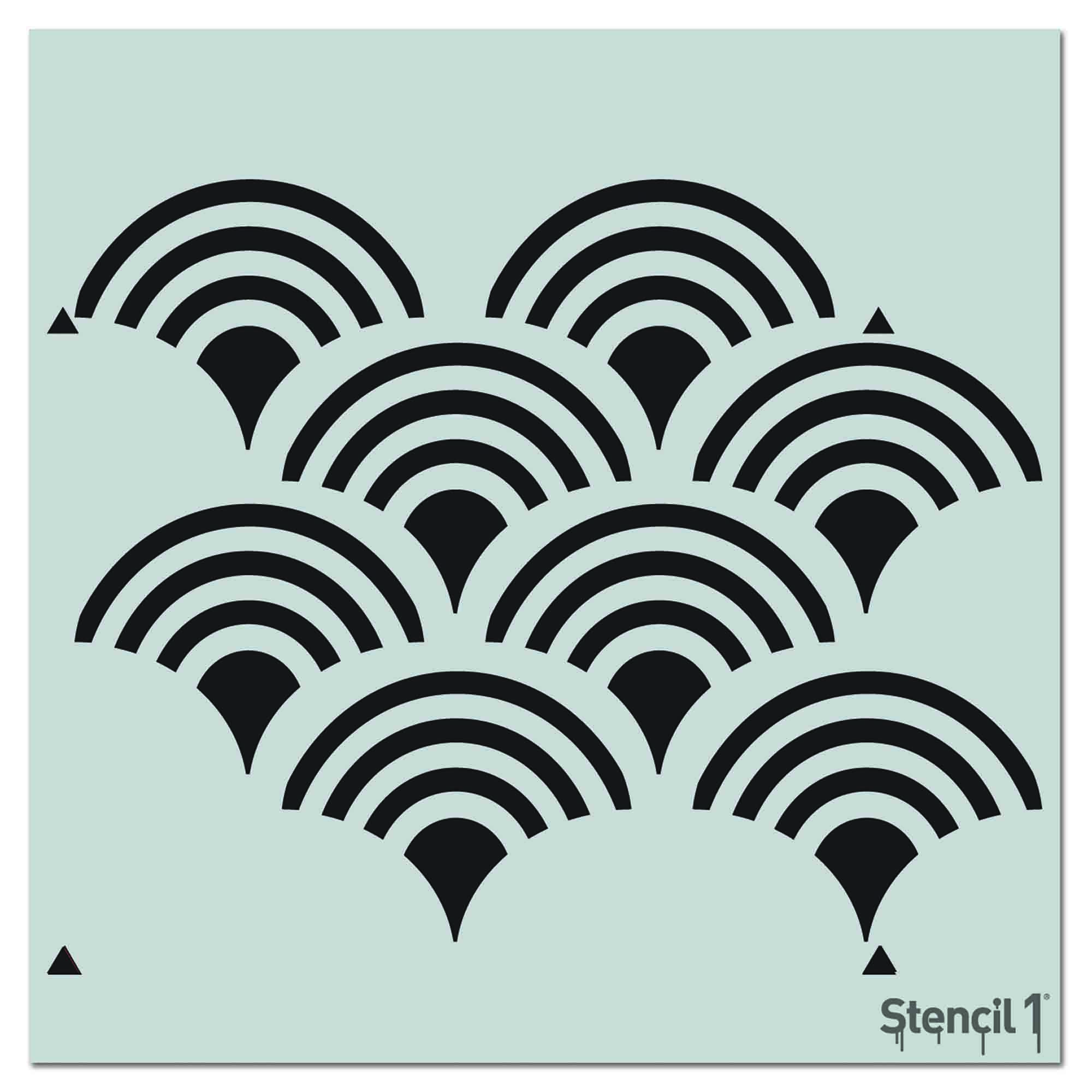 Scallop Repeat Pattern Stencil (11"x11") Stencil 1