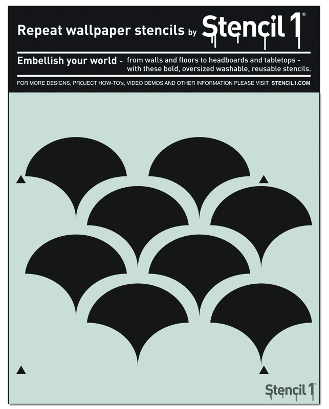 Solid Scallop Repeat Pattern Wall Stencil (11"x11") - Image 6