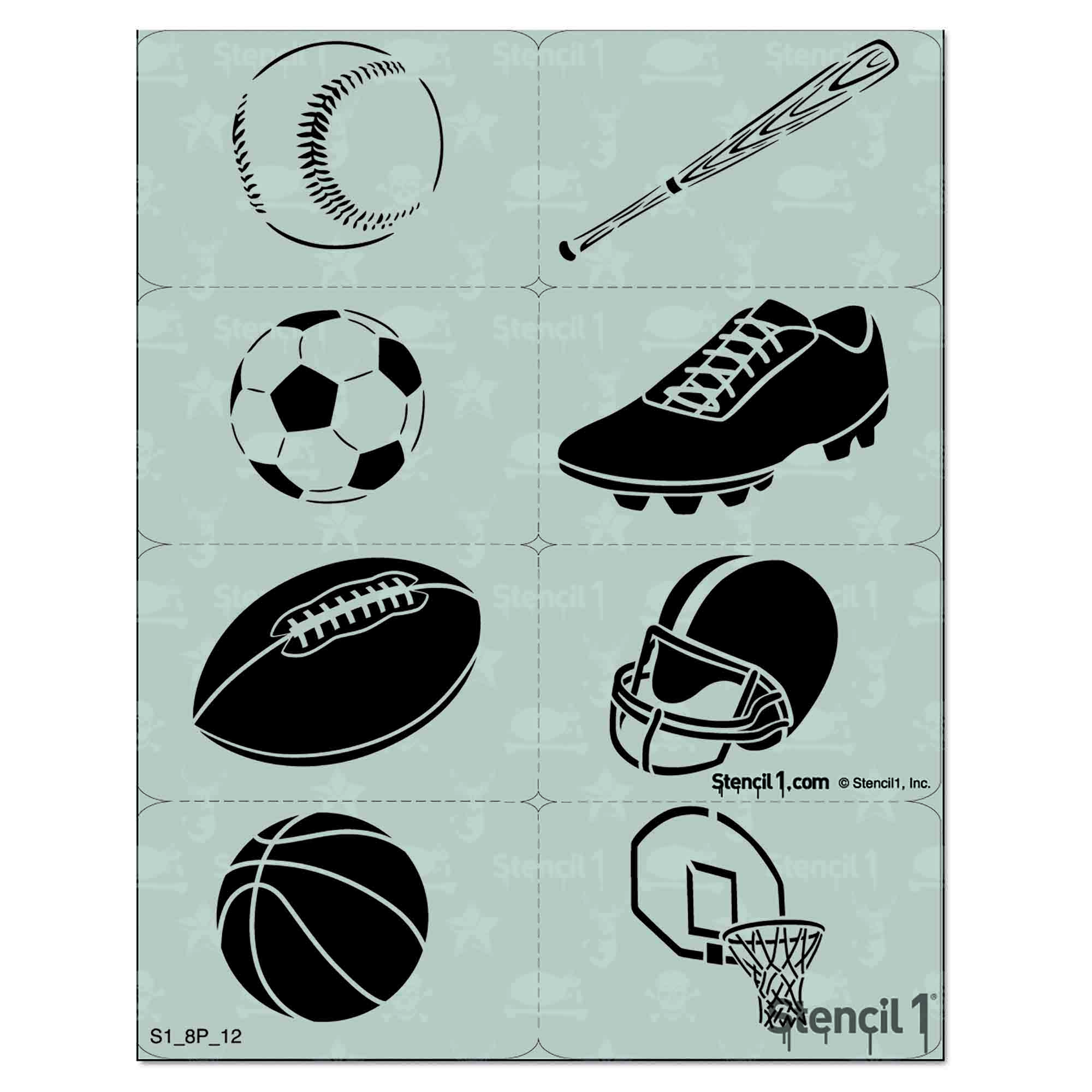Sports Variety Stencil 8-pack