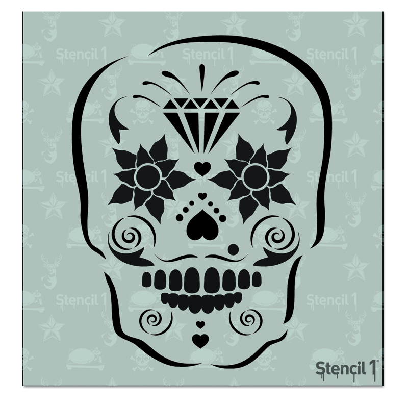 Sugar Skull Stencil - Small (5.75"x6")