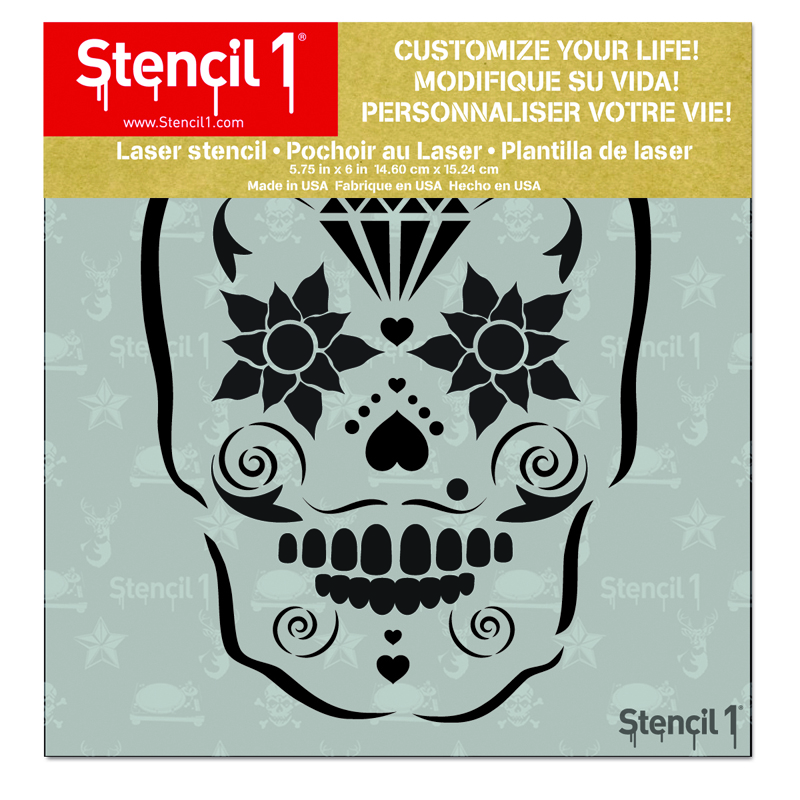 Sugar Skull Stencil - Small (5.75"x6") - Image 8