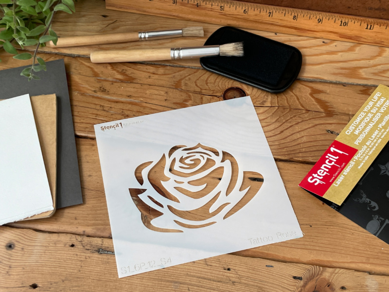 Tattoo Rose Stencil -Small (5.75"x6") - Image 3