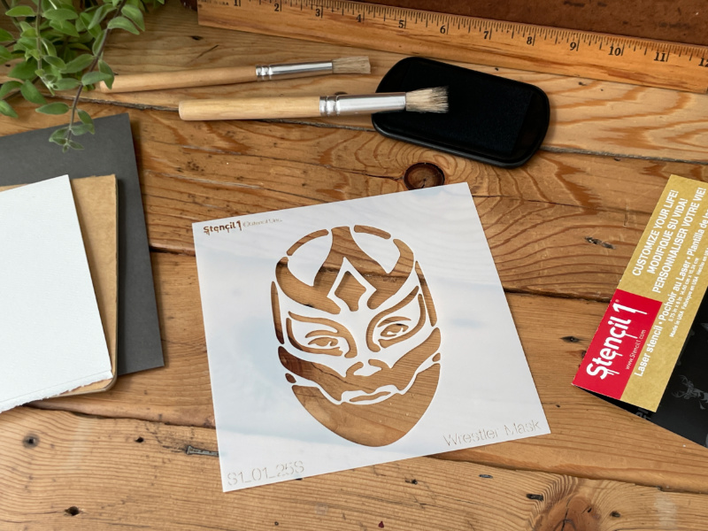Wrestler Mask Stencil- small (5.75"x6") - Image 4
