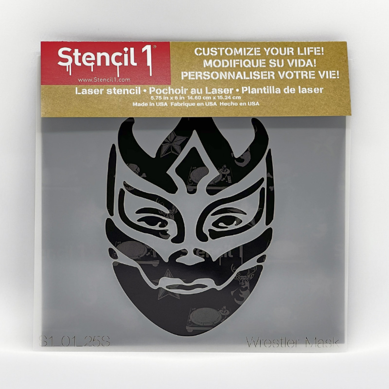 Wrestler Mask Stencil- small (5.75"x6") - Image 3